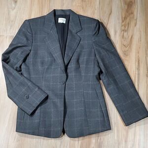 🩵Armani Collezioni Gray Windowpane Blazer Size 10